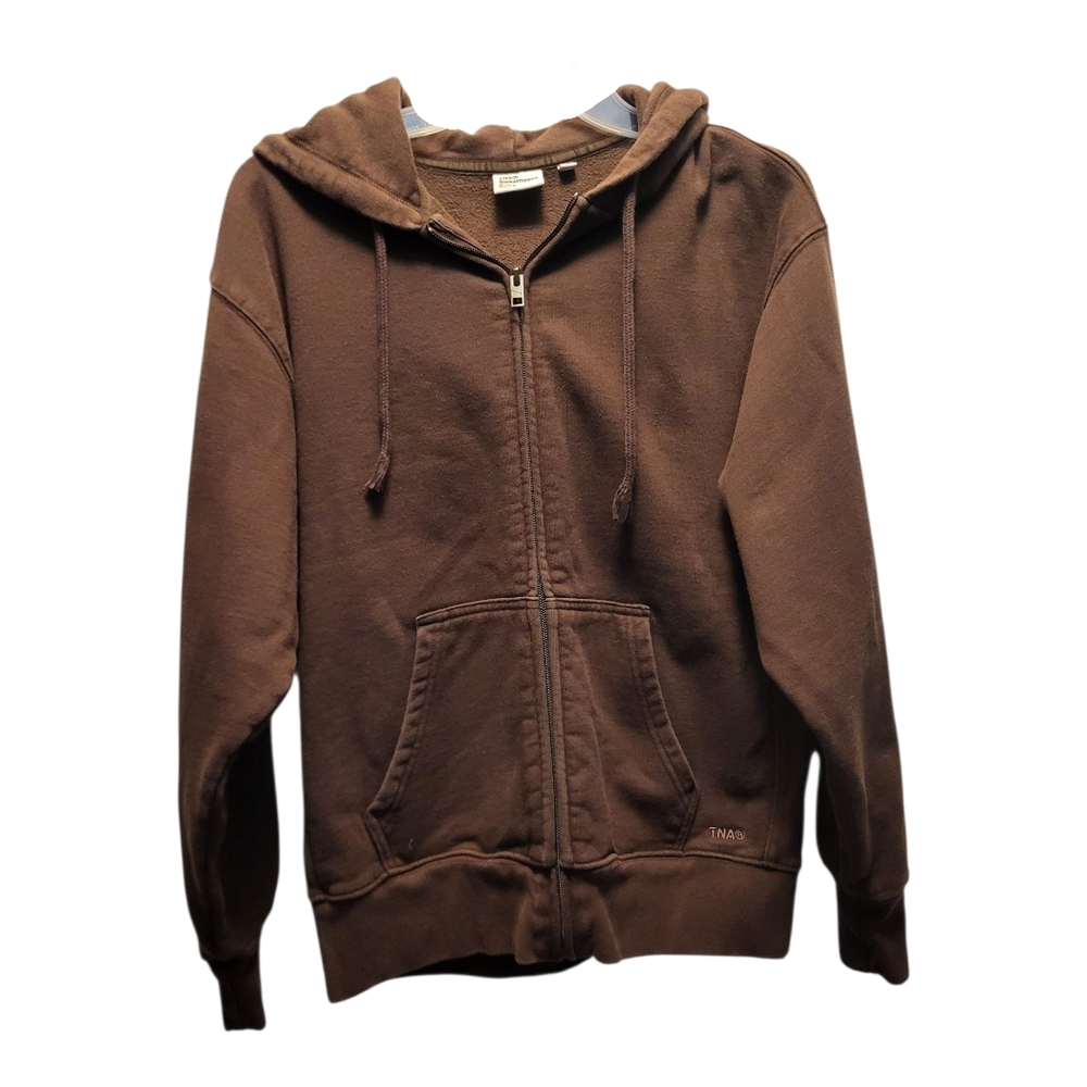 Aritzia TNA Women's Brown Extra Fleece Boyfriend Fit Hoodie w/ Full Zip -Size XS - Picture 5 of 10